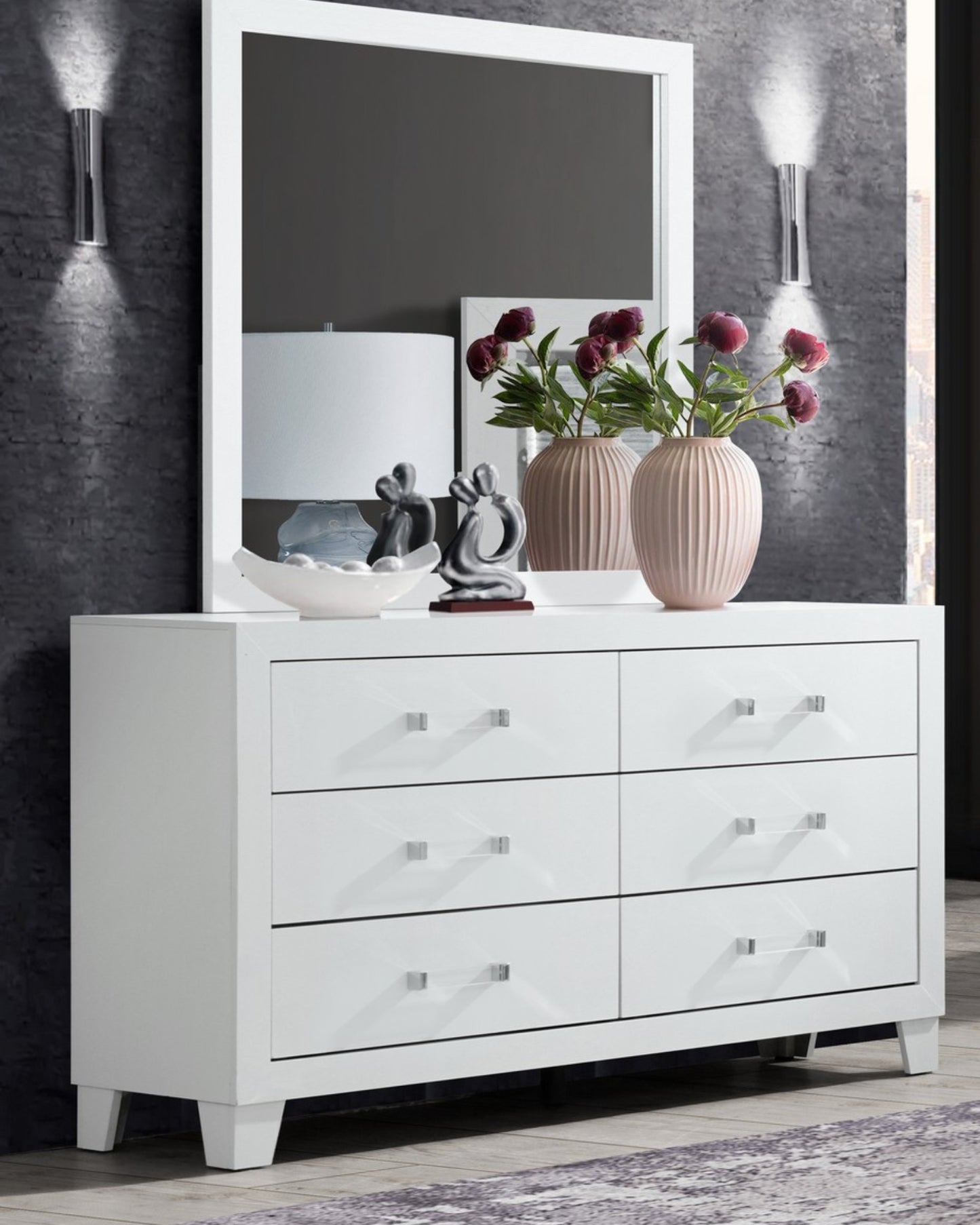 Luccia White LED Bedroom Collection