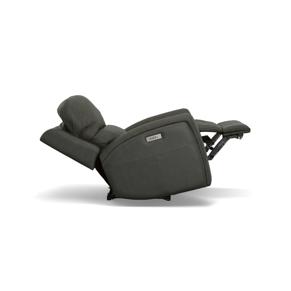 Linden Power Swivel Gliding Recliner with Power Headrest, Lumbar, Heat & Massage - Black