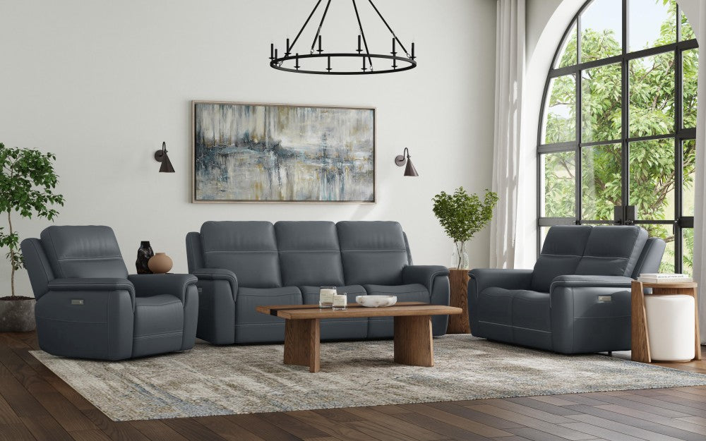 Sawyer Power Reclining Sofa with Power Headrests & Lumbar - Leather 009-42