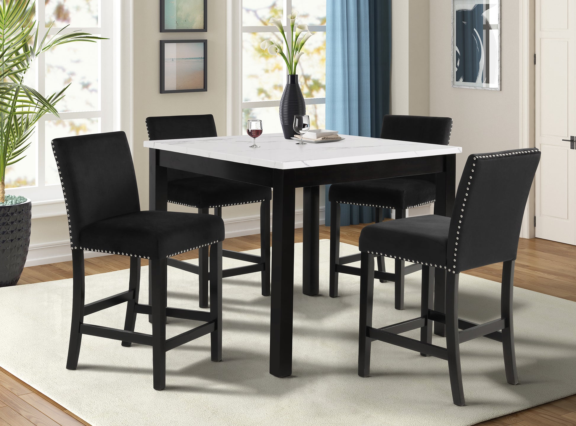 Black Velvet Lennon Counter Height Dining Collection