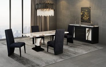 Panda Marble Dining Set with Buffet