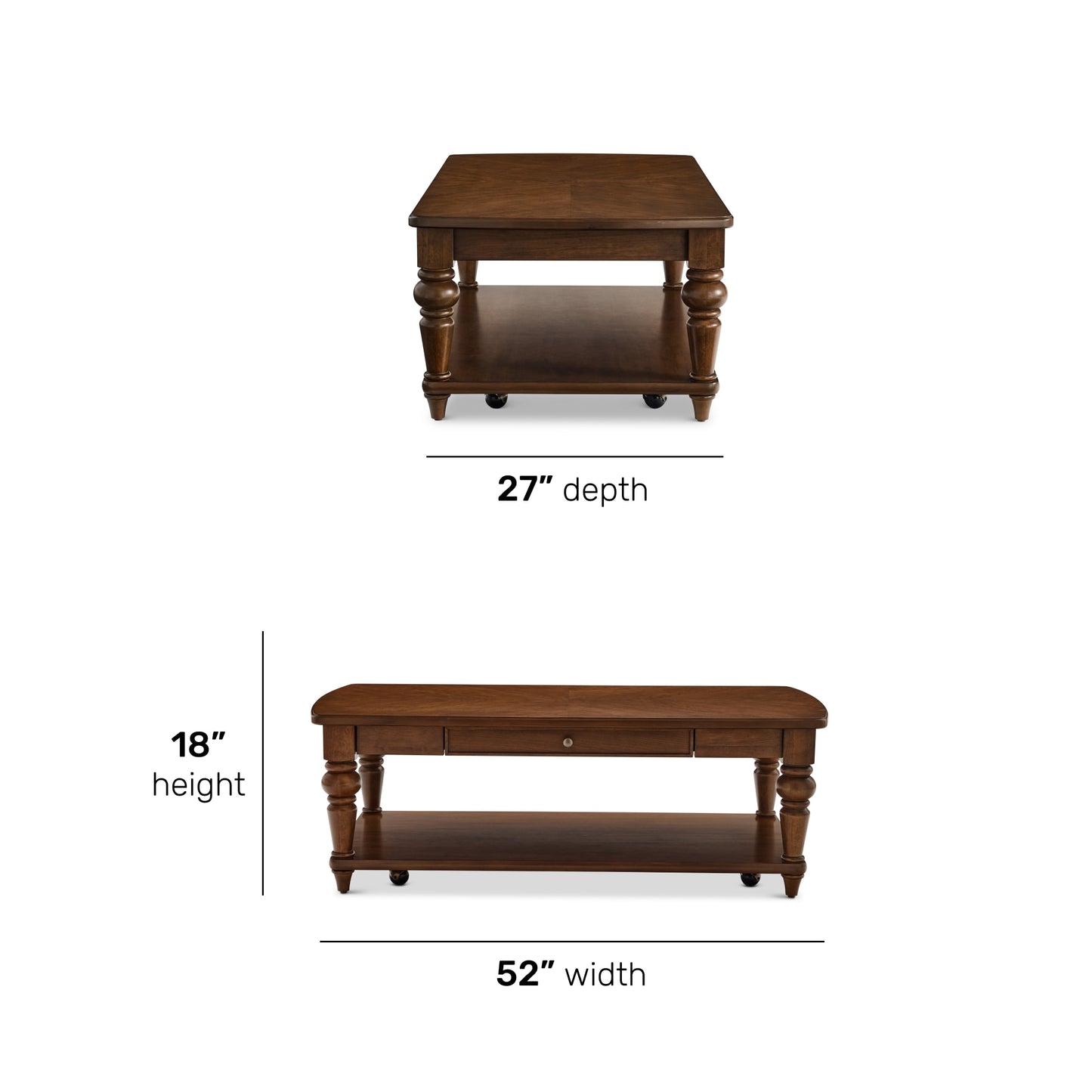 Bellevue Rectangular Coffee Table with Casters - W1042-0311