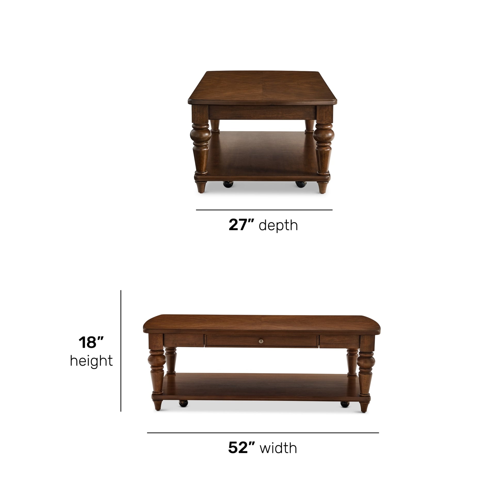 Bellevue Rectangular Coffee Table with Casters - W1042-0311