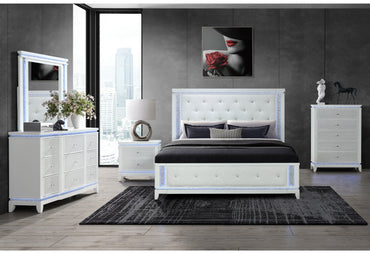 Alina White LED Bedroom Collection