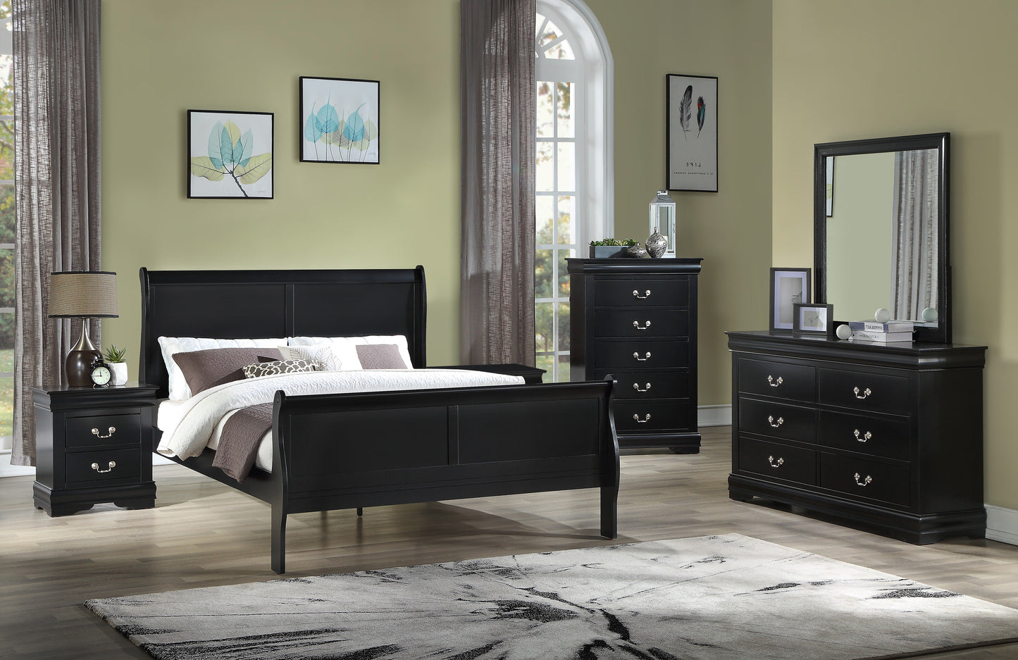 Louis Philip Black Bedroom Collection