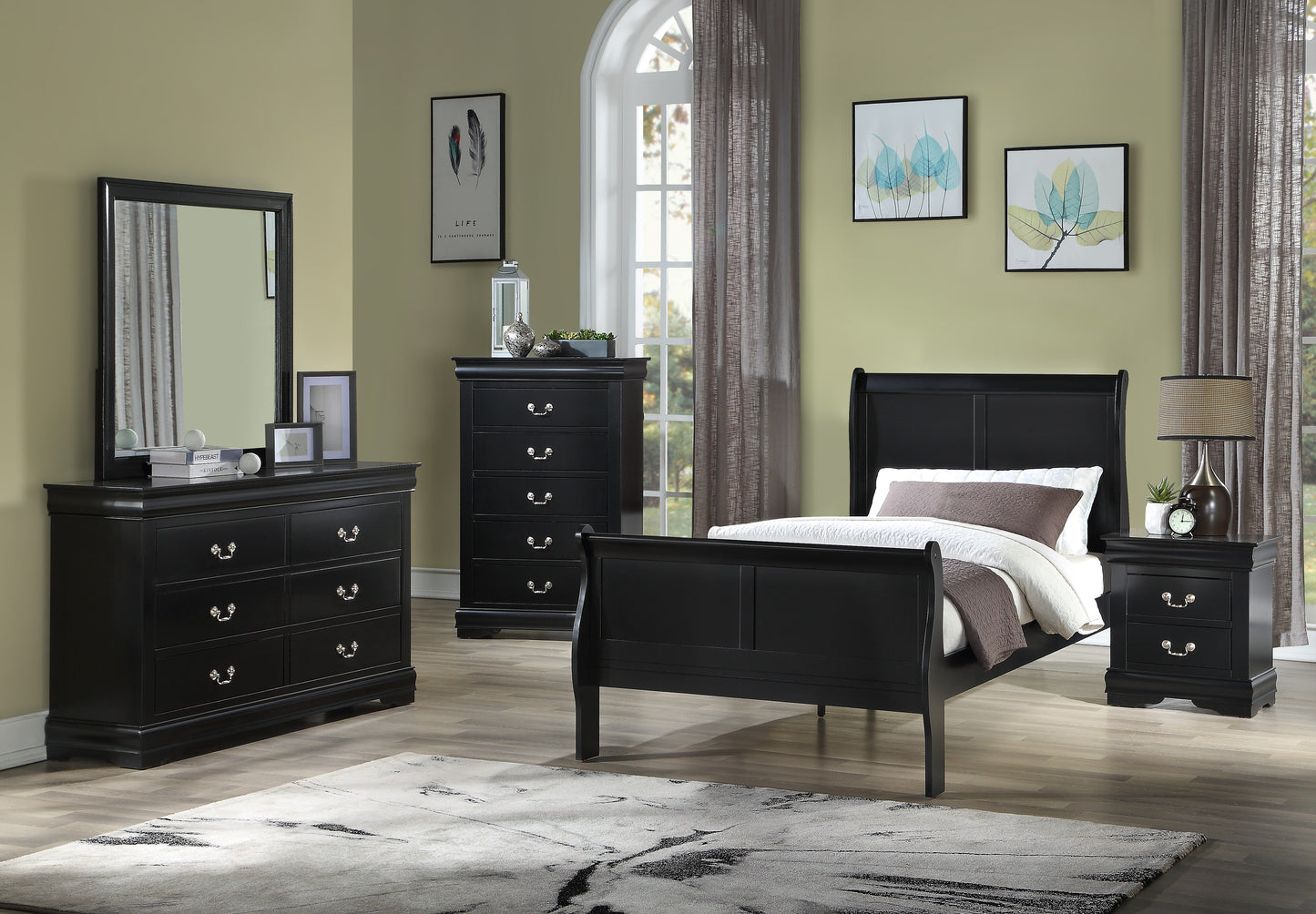 Louis Philip Black Bedroom Collection