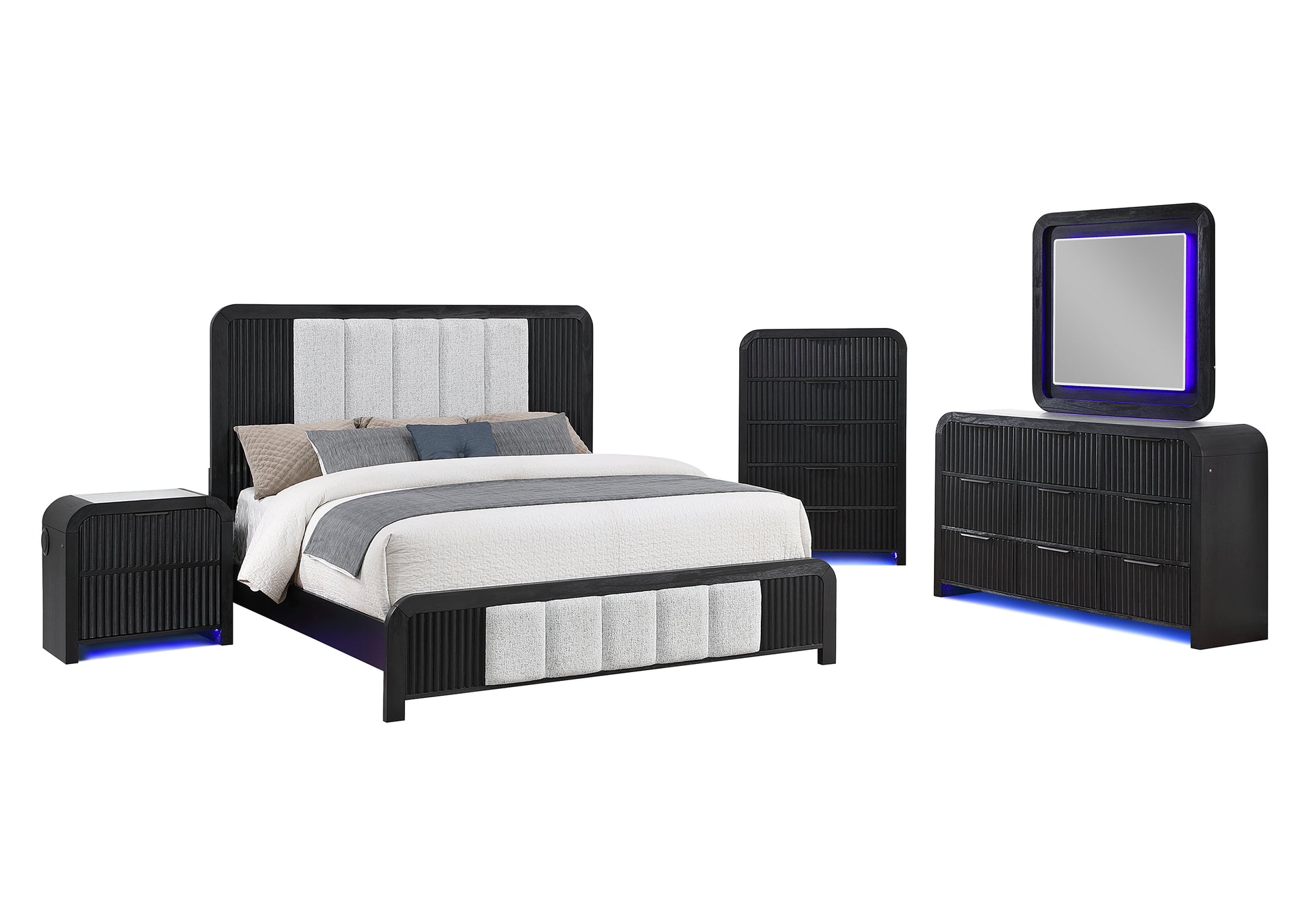 Beckett White & Black LED Bedroom Collection