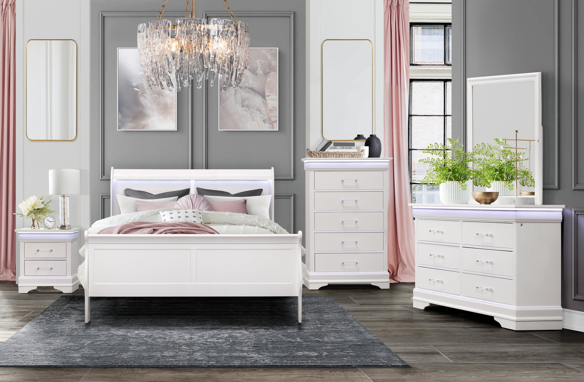 Charlie White LED Bedroom Collection