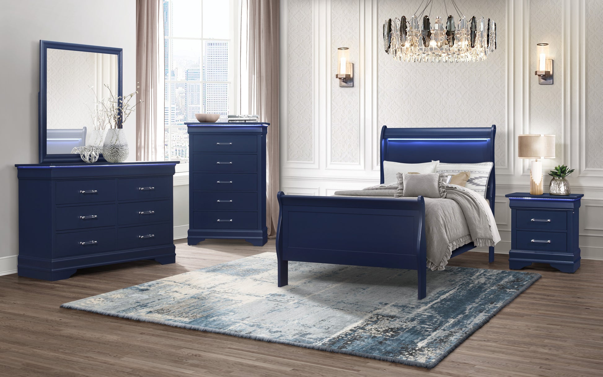 Charlie Blue LED Bedroom Collection