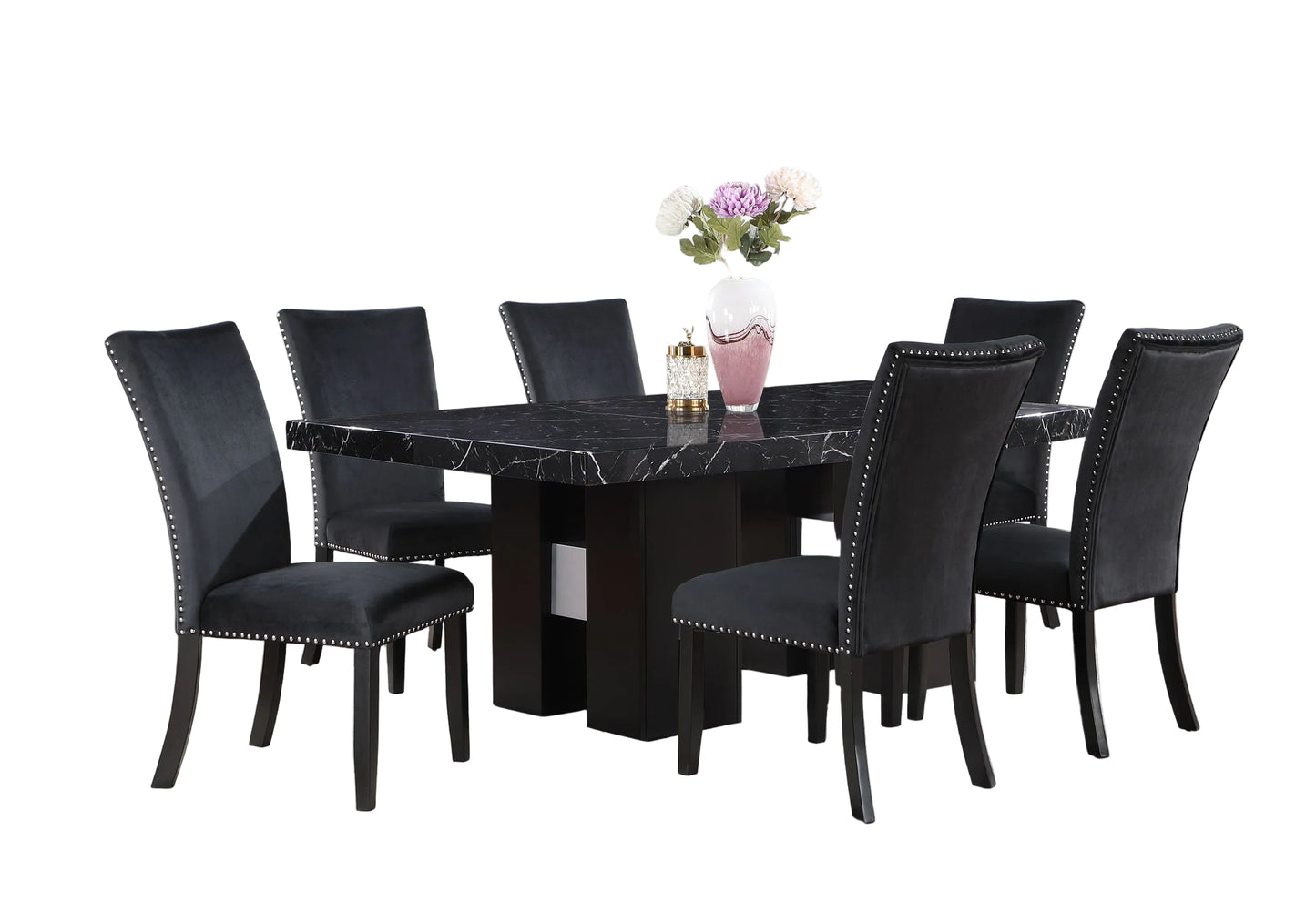 BLACK MARBLE DINING TABLE