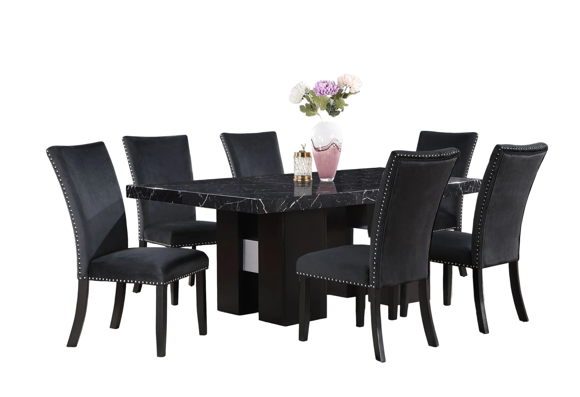 BLACK MARBLE DINING TABLE