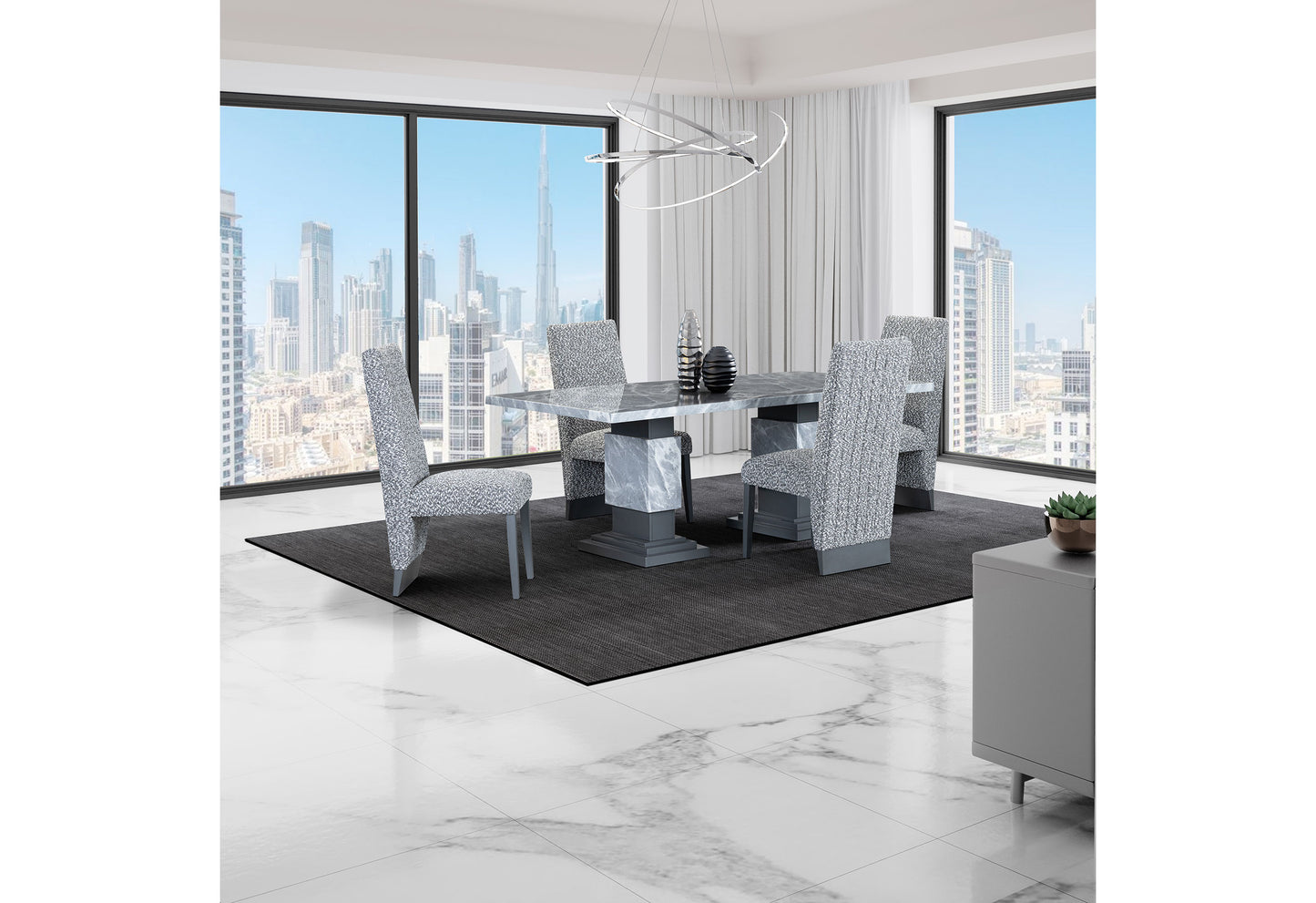 Grey Marble Dining Set