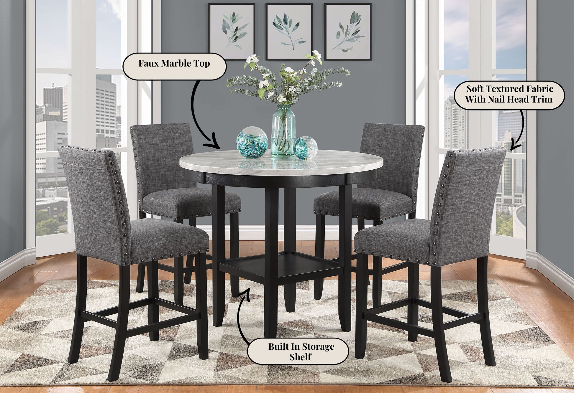Grey Marble Bar Set