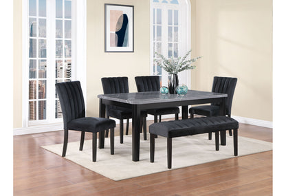 Grey Marble Dining Set with Bench