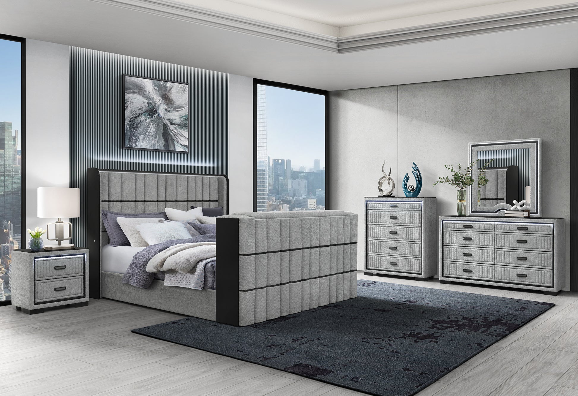 Isabella Grey LED Bedroom Collection