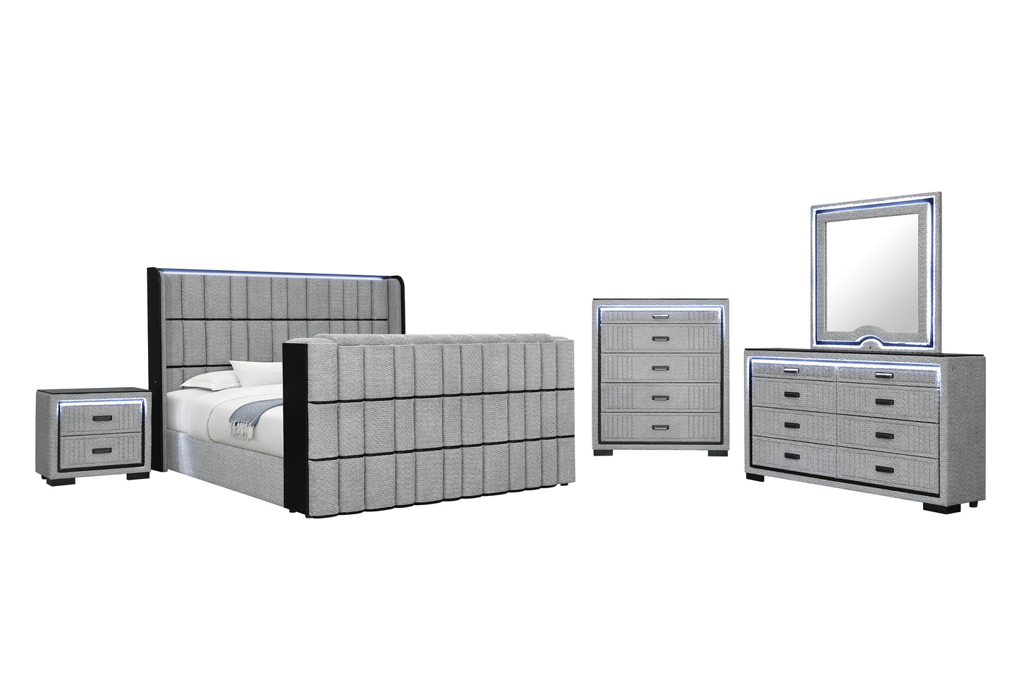 Isabella Grey LED Bedroom Collection