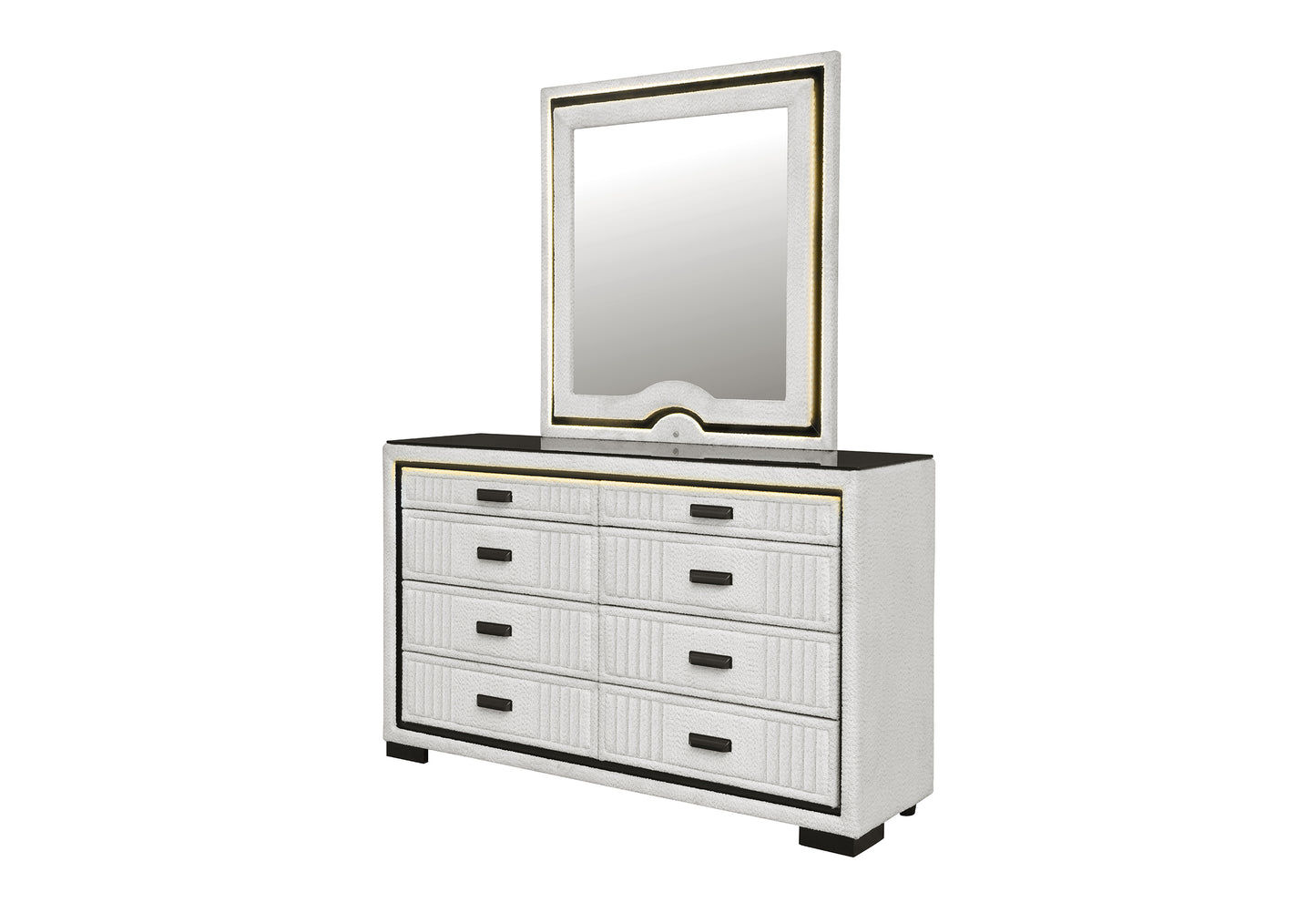 Isabella White & Black LED Bedroom Collection