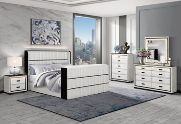 Isabella White & Black LED Bedroom Collection