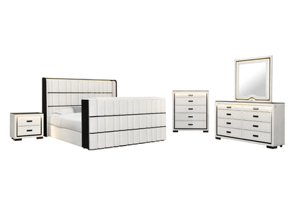 Isabella White & Black LED Bedroom Collection