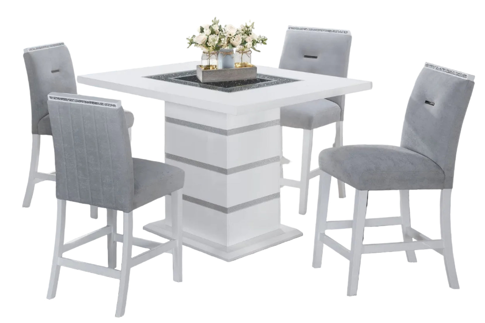 White Gloss Bar Set