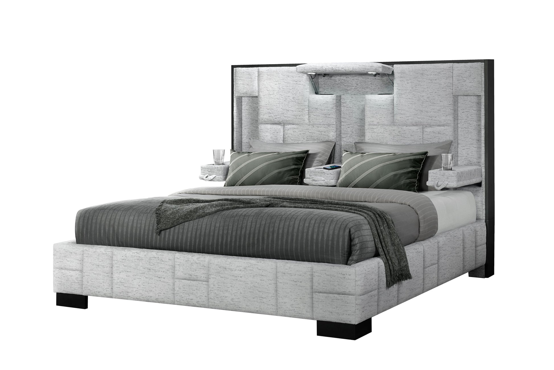 Oscar Modern Bed with LED, Charger & Speakers