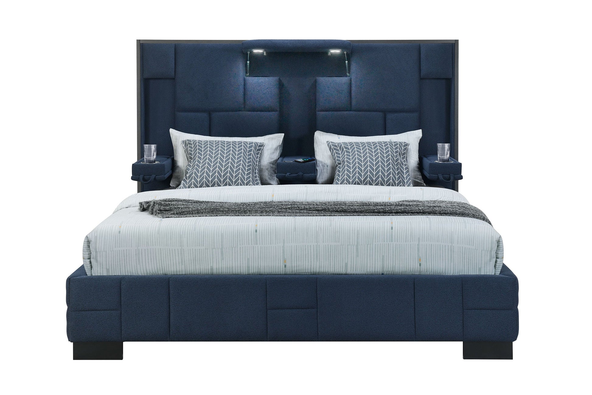Oscar Modern Bed with LED, Charger & Speakers