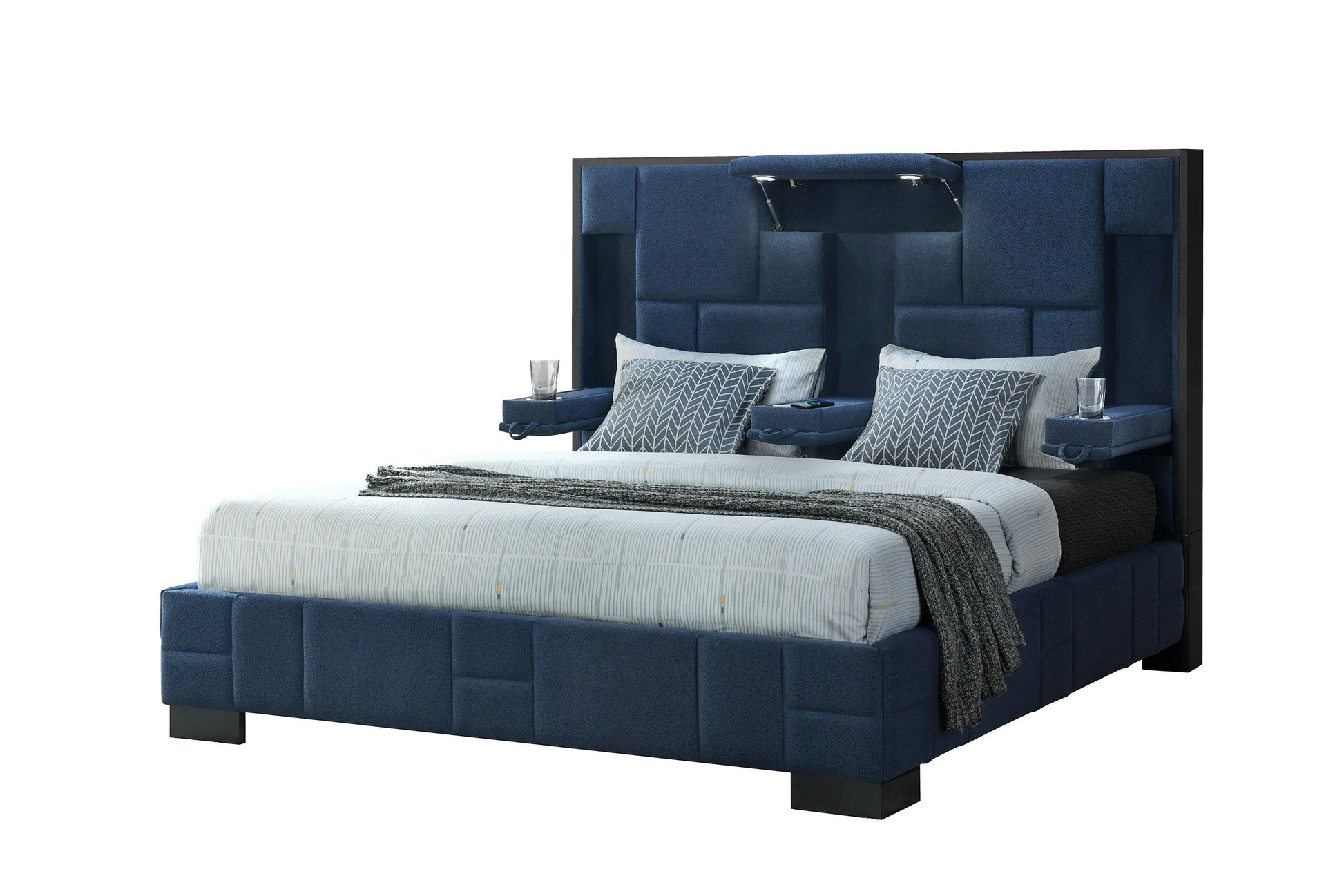 Oscar Modern Bed with LED, Charger & Speakers
