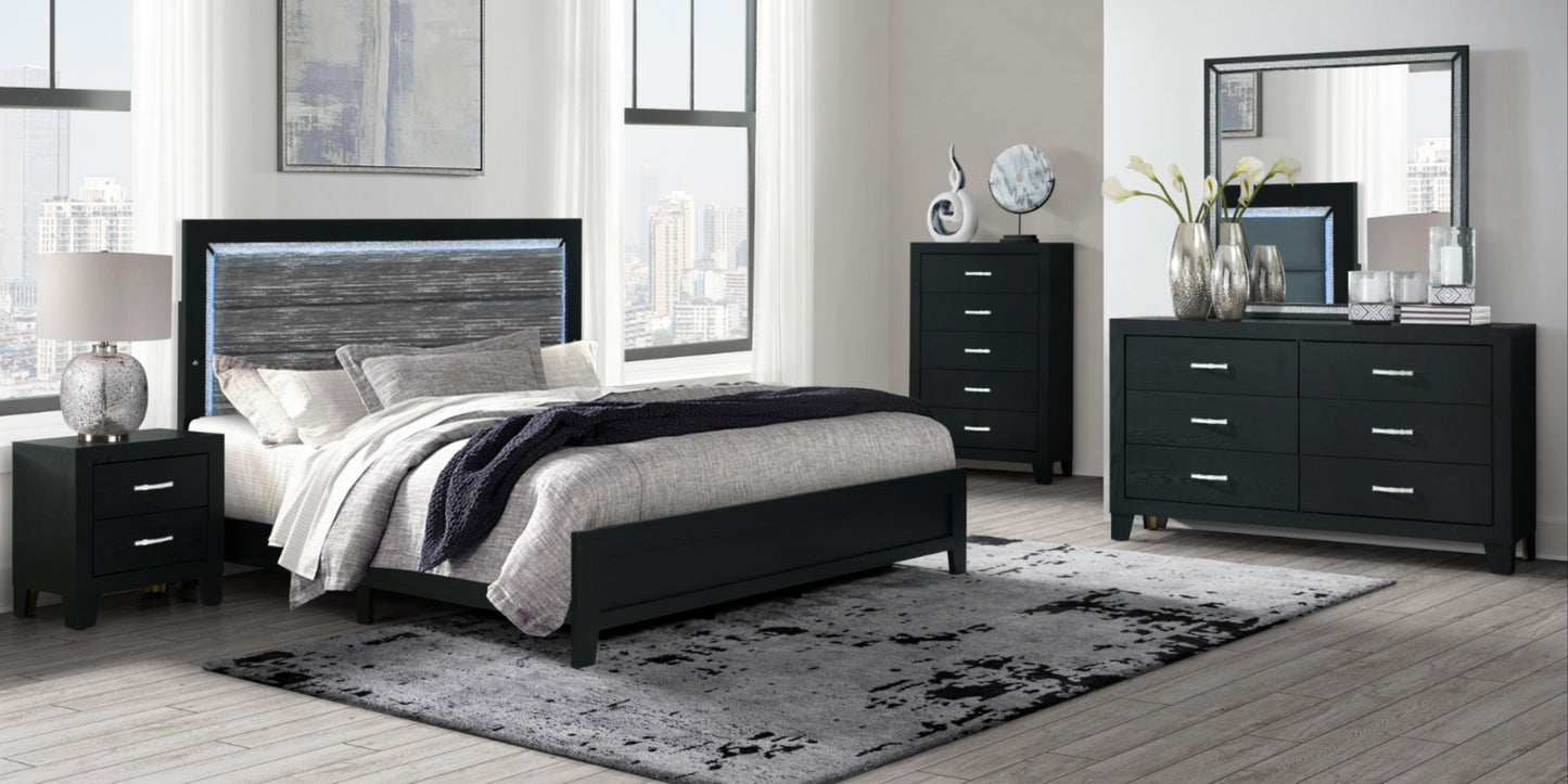 Reid Black LED Bedroom Collection