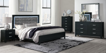 Reid Black LED Bedroom Collection