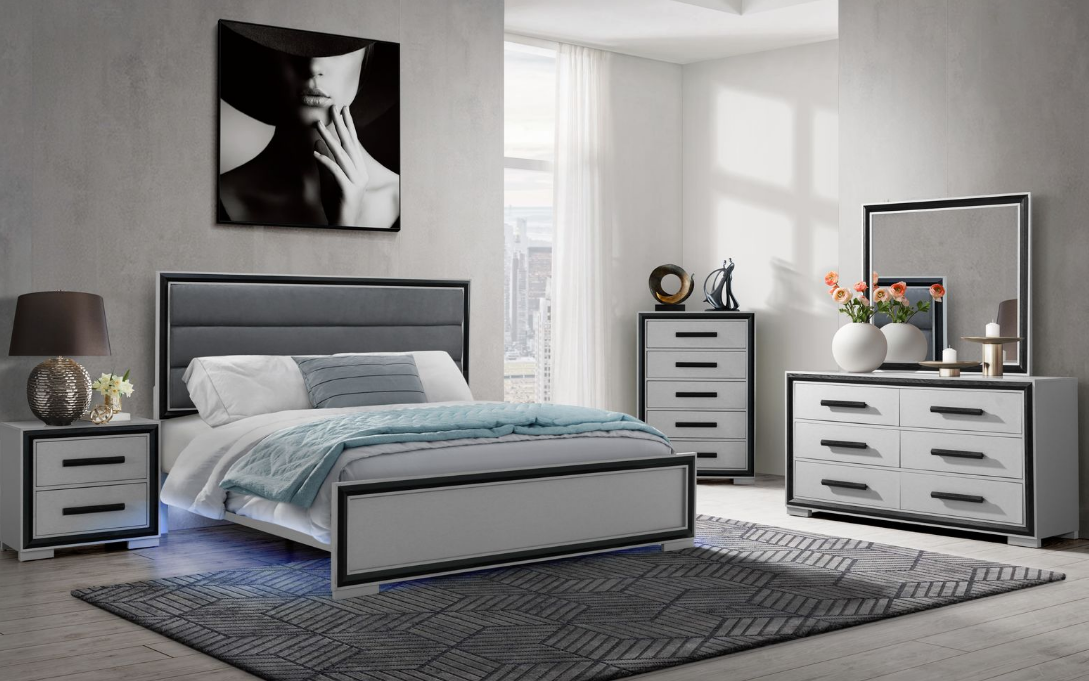 Amelia Grey & Black Bedroom Collection