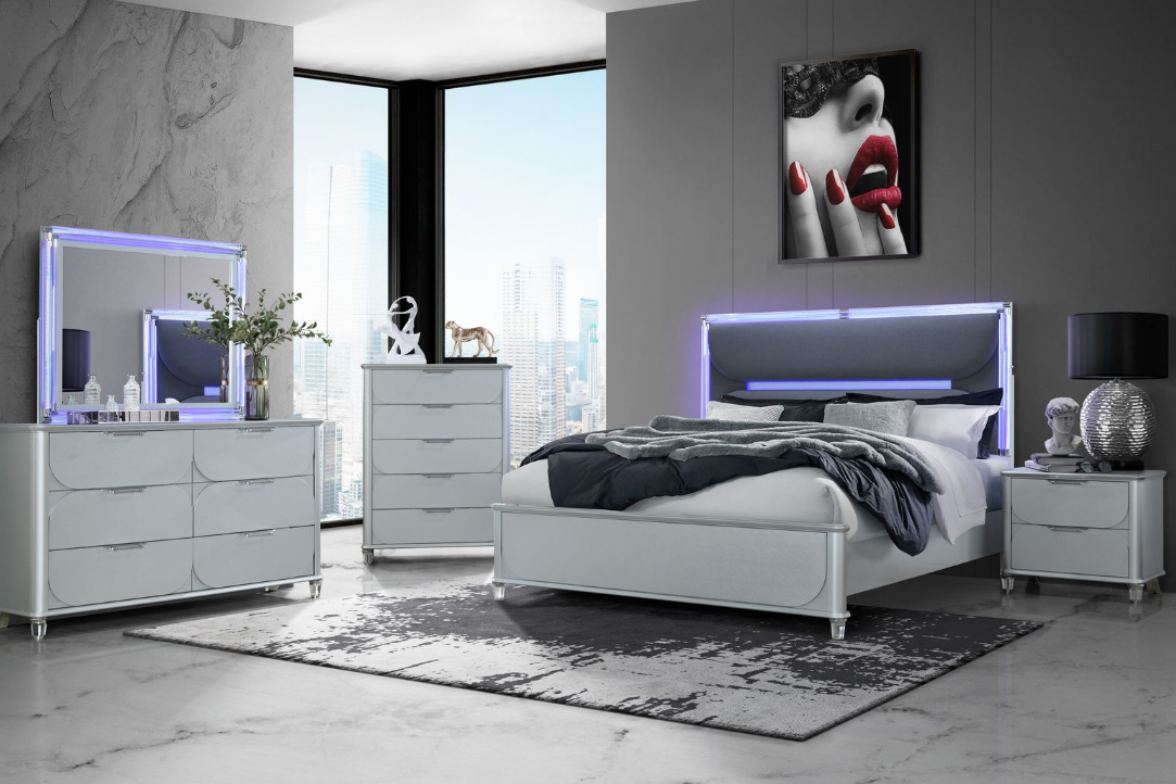 Lando Silver LED Bedroom Collection