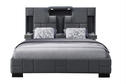 Oscar Modern Bed with LED, Charger & Speakers