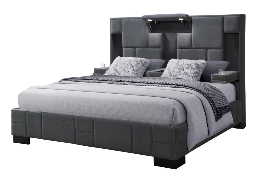 Oscar Modern Bed with LED, Charger & Speakers