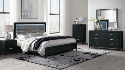 Reid Black LED Bedroom Collection