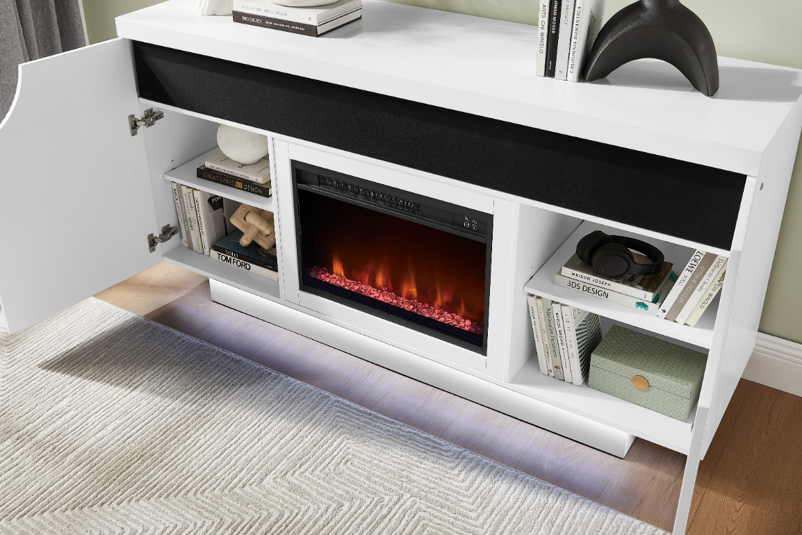 Aileen & Aveena White LED Entertainment Units
