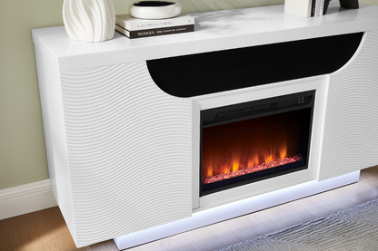 Aileen & Aveena White LED Entertainment Units