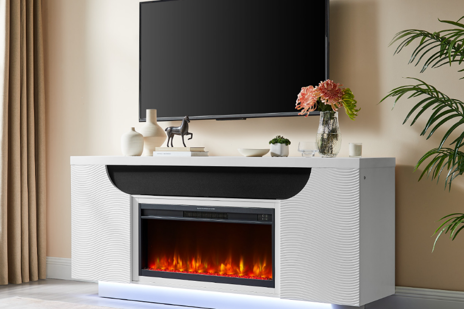 Aileen & Aveena White LED Entertainment Units