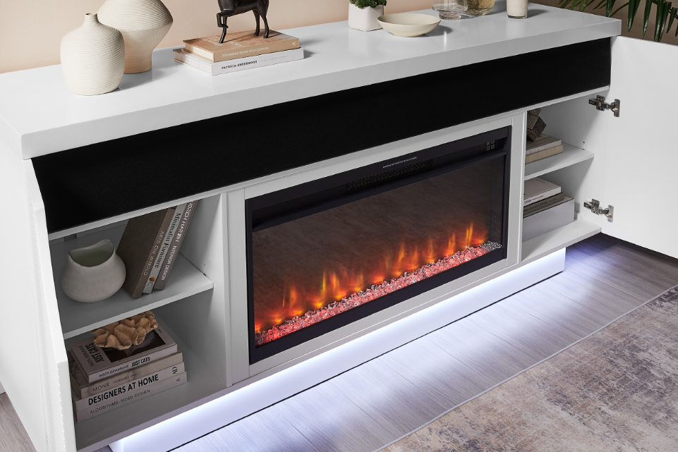 Aileen & Aveena White LED Entertainment Units