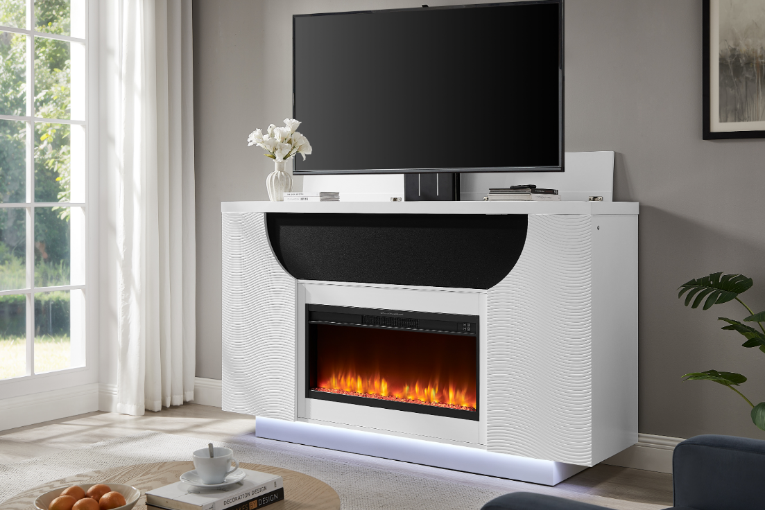 Aileen & Aveena White LED Entertainment Units