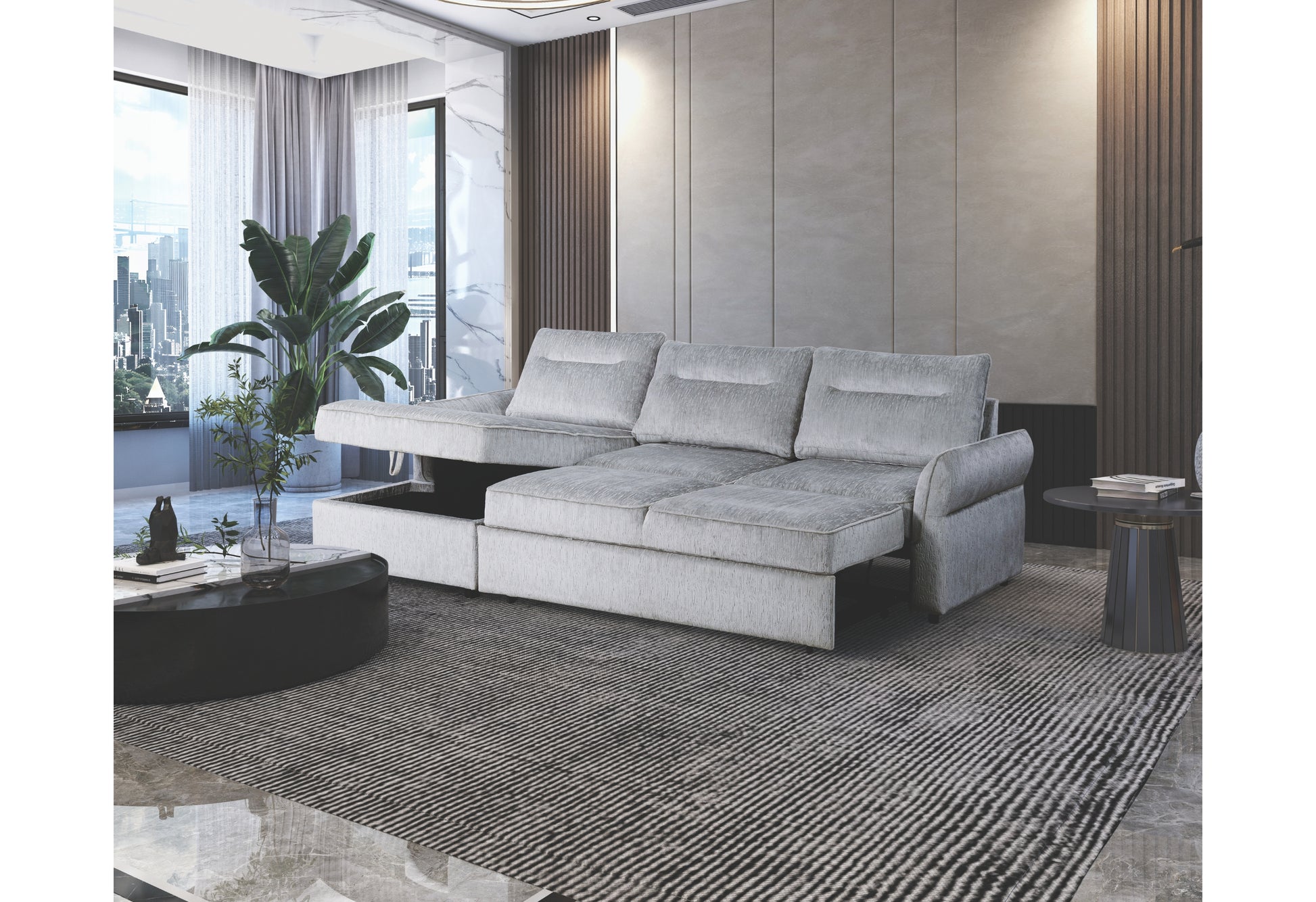 Grey Sleeper Sectional
