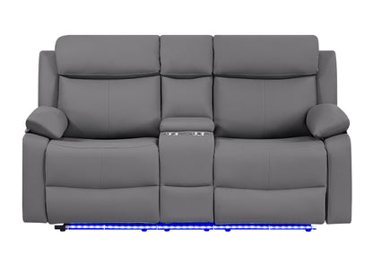 LED Reclining Sofa Set with Console & Glider Recliner