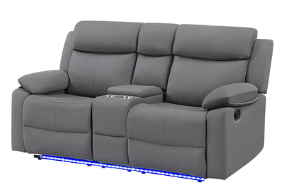 LED Reclining Sofa Set with Console & Glider Recliner