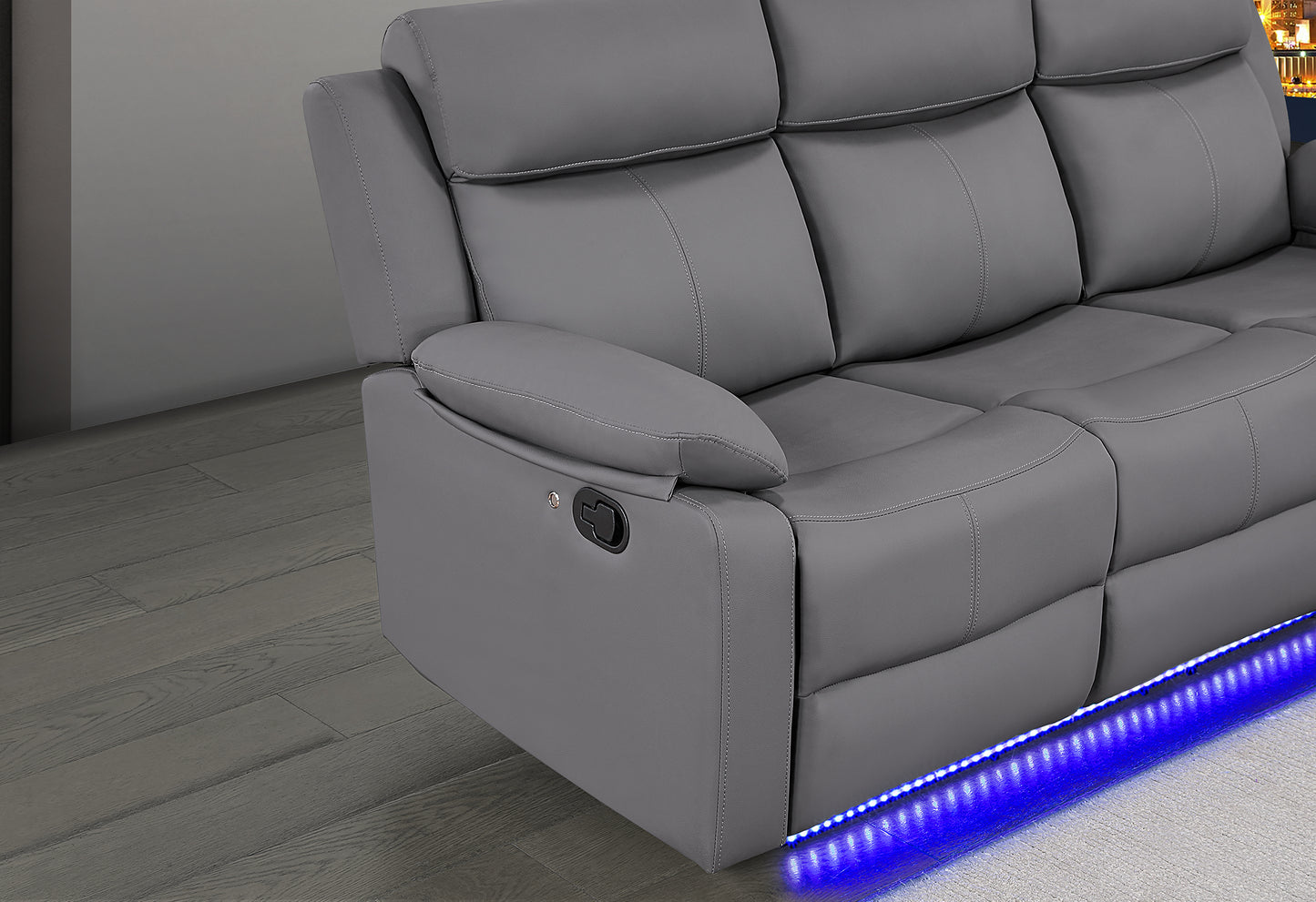 LED Reclining Sofa Set with Console & Glider Recliner