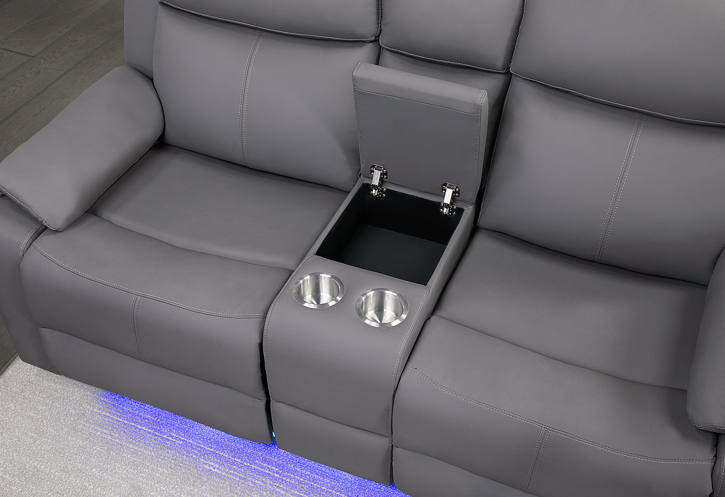 LED Reclining Sofa Set with Console & Glider Recliner