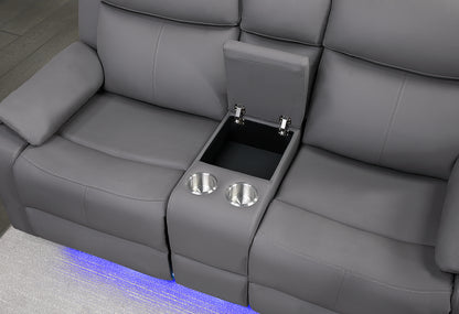 LED Reclining Sofa Set with Console & Glider Recliner