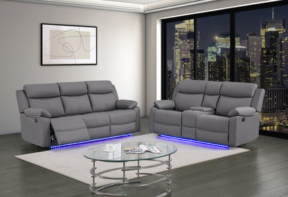 LED Reclining Sofa Set with Console & Glider Recliner