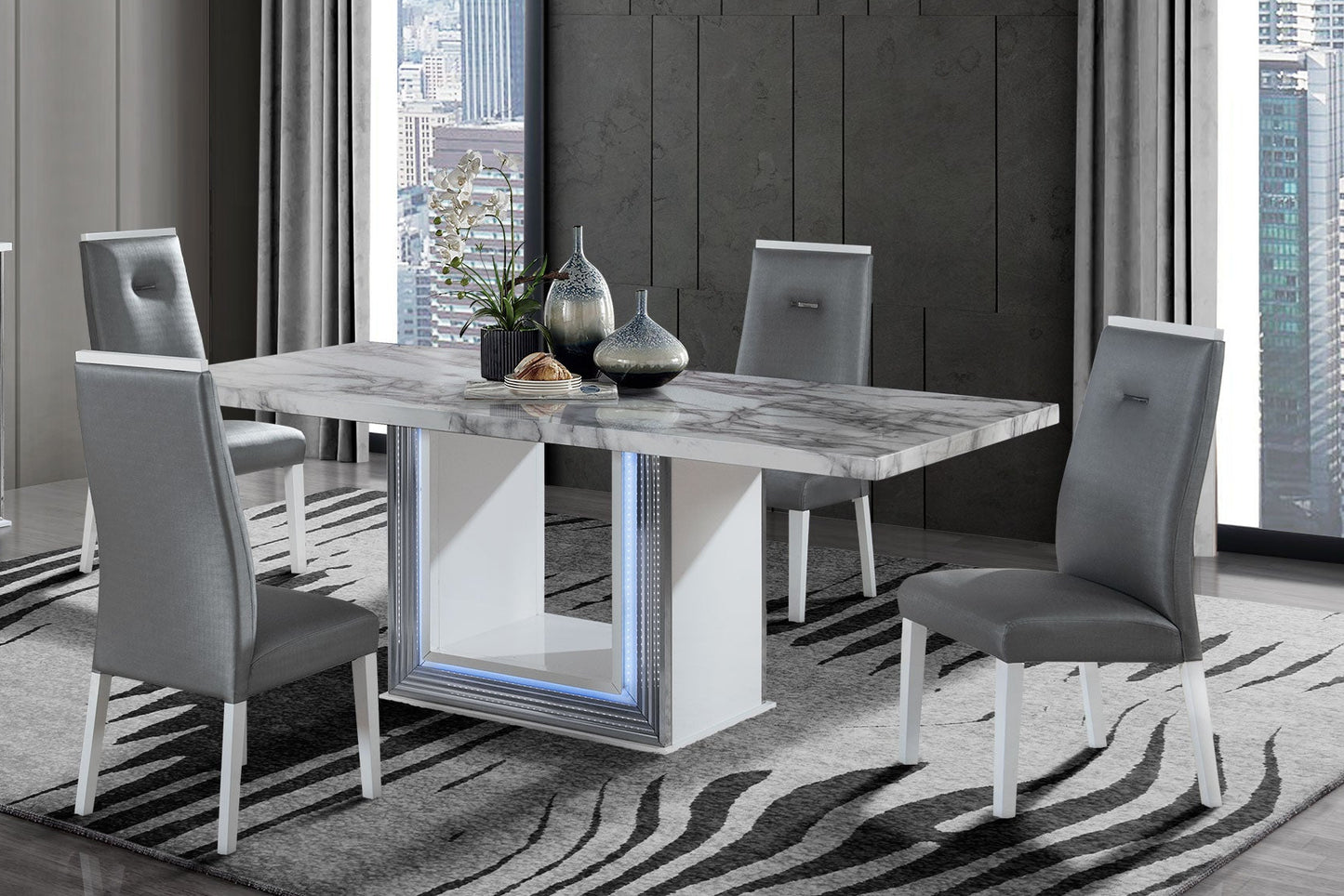 White Marble Dining Set