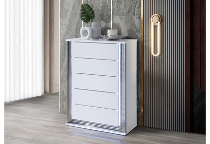 Ylime Smooth White LED Bedroom Collection