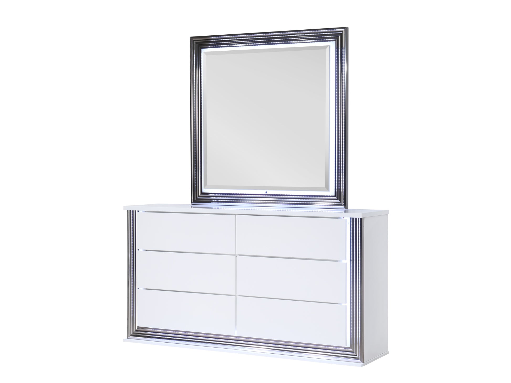 Ylime Smooth White LED Bedroom Collection