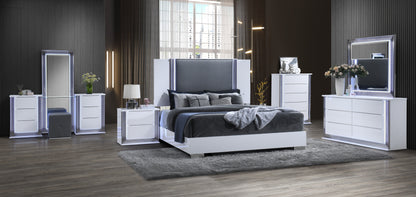 Ylime Smooth White LED Bedroom Collection